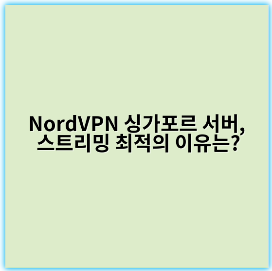 NordVPN 싱가포르 서버, 스트리밍 최적의 이유는? - 속도