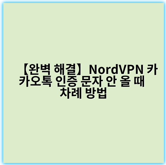 【완벽 해결】NordVPN 카카오톡 인증 문자 안 올 때 차례 방법 - 인증문자문제