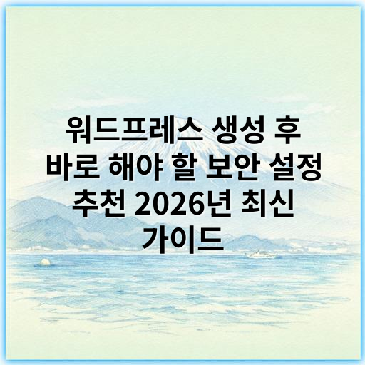 워드프레스 생성 후 바로 해야 할 보안 설정 추천 2026년 최신 가이드 - 보안